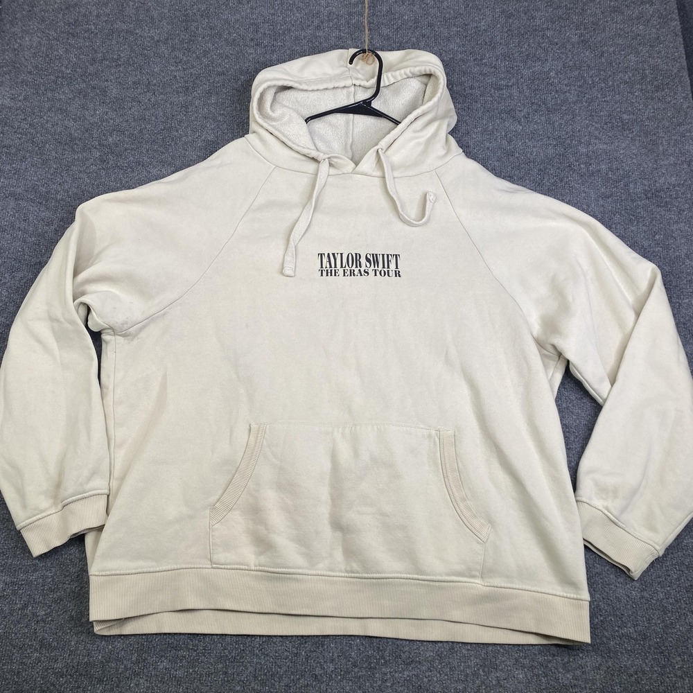 Taylor Swift Eras Tour Hoodie Mens 3XL White Graphic Pullover Fleece Sweatshirt